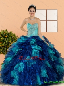 Lovely Sweetheart Beading and Ruffles Quinceanera Dresses in Multi Color