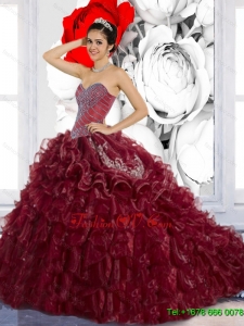 Lovely Sweetheart Ruffles and Appliques Quinceanera Dresses for 2015