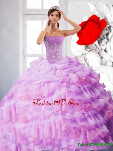 Pretty Strapless Appliques and Ruffles 2015 Quinceanera Dress in Lilac