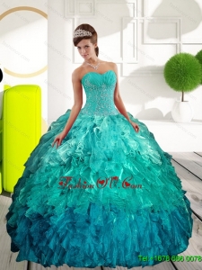 Pretty Sweetheart Multi Color Sweet Sixteen Dresses with Appliques and Ruffles