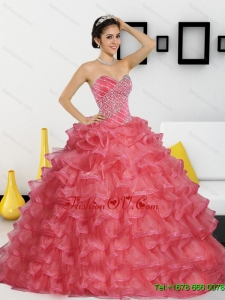 2015 New Style Sweetheart Quinceanera Dresses with Appliques and Ruffled Layers
