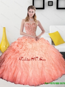 2015 Pretty Beading and Ruffles Sweetheart Quinceanera Dresses