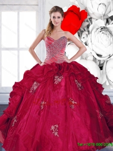 2015 Pretty Sweetheart Ball Gown Quinceanera Dresses with Appliques