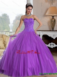 2015 Pretty Sweetheart Ball Gown Quinceanera Dresses with Beading