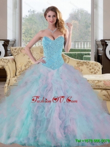 2015 Pretty Sweetheart Multi Color Sweet 15 Dresses with Beading and Ruffles