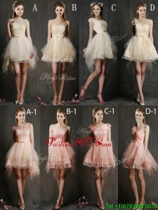 Affordable Hot Sale Mini Length Tulle Bridesmaid Dresses with Belt