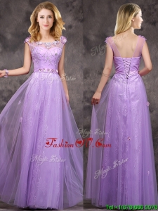 Affordable New Arrivals Beaded and Applique Long Bridesmaid Dress in Lavender