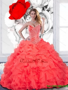 Designer Beading and Ruffles Sweetheart Quinceanera Dress for 2015