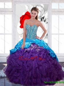 Designer Sweetheart Beading and Ruffled Layers Quinceanera Gown for 2015 Spring