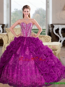 Luxurious Sweetheart 2015 Sweet Sixteen Dresses with Beading and Pick Ups