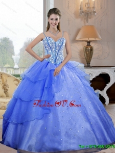 Sweet Sixteen Spaghetti Straps 2015 Quinceanera Dresses with Beading