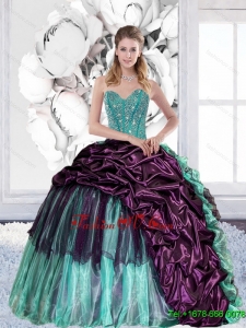 2015 Unique Sweetheart Quinceanera Gown with Pick Ups and Ruffles