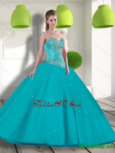 Suitable Sweetheart 2015 Sweet Sixteen Dress with Beading and Appliques