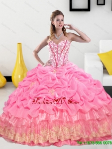 Unique Sweetheart 2015 Quinceanera Gown with Pick Ups and Beading