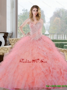 2015 Unique Beading and Ruffles Sweetheart Quinceanera Gown