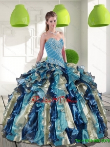 Unique Multi Color Quinceanera Dresses with Beading and Ruffles for 2015