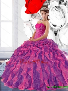 Unique Sweetheart 2015 Quinceanera Dress with Appliques and Ruffles