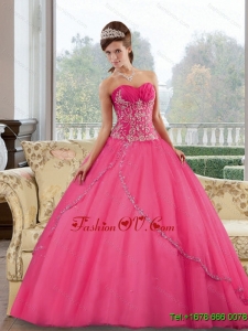 Unique Sweetheart Floor Length 2015 Quinceanera Gown with Appliques