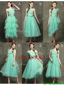Exclusive Hand Made Flowers Ankle Length Prom Dress in Apple Green
