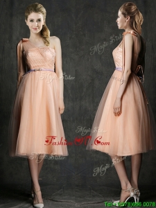 Wonderful One Shoulder Prom Dress with Sashes and Bowknot
