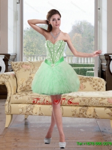2015 Elegant Beading and Ruffles Prom Dress in Apple Green