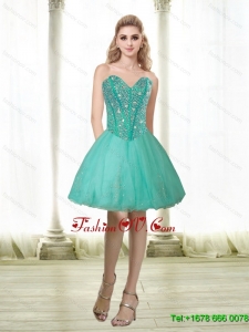 Elegant 2015 Beading and Appliques Sweetheart Prom Dress in Turquoise