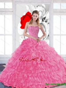 2015 Designer Quinceanera Dresses with Beading and Ruffled Layer
