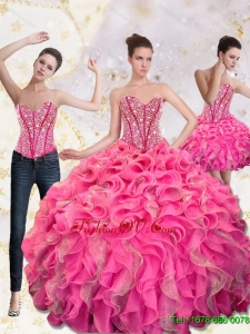 2015 Designer Sweetheart Quinceanera Gown with Beading and Ruffles
