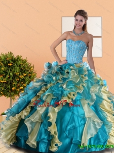 2015 Lovely Sweetheart Quinceanera Dress with Beading and Ruffles