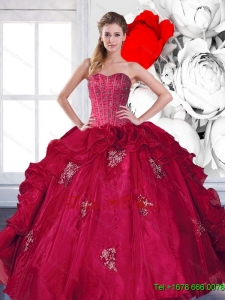 2015 Modest Sweetheart Beading and Ruffles Quinceanera Dresses with Appliques