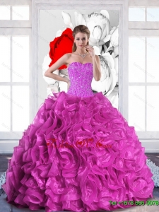 2015 Pretty Sweetheart Quinceanera Dresses with Beading and Ruffles