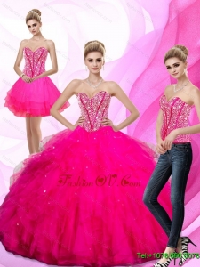 2015 Unique Beading and Ruffles Sweetheart Quinceanera Dresses