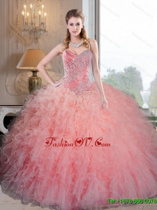 New Style Baby Pink Organza Quinceanera Dresses with Beading and Ruffles