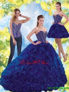 Pretty Beading and Ruffles Sweetheart Ball Gown Quinceanera Dresses for 2015