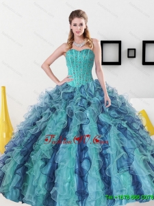 Pretty Beading and Ruffles Sweetheart Quinceanera Dresses for 2015