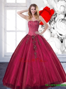 Sweetheart 2015 New style Quinceanera Dresses with Beading and Appliquesv