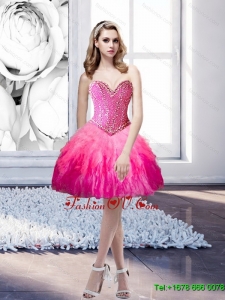 2015 Popular Sweetheart Beading and Ruffles Prom Dresses in Multi Color
