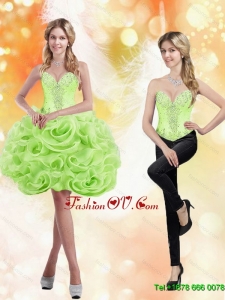 Formal Sweetheart Short Rolling Flowers 2015 Spring Green Prom Dresses
