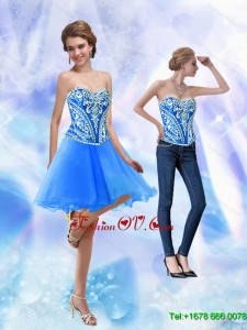 2015 Detachable Short Royal Blue Prom Dresses with Embroidery