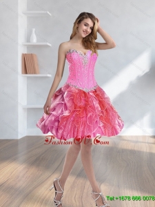 2015 New Style Beading and Ruffles Multi Color Prom Dresses