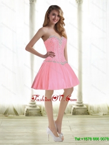 Exquisite Beading Prom Dresses in Baby Pink for 2015