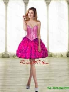 2015 Elegant Sweetheart Multi Color Prom Dresses with Beading and Ruffles