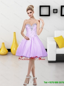 Elegant Tulle Beading Short Sweetheart 2015 Prom Dresses