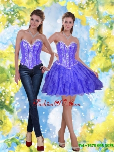 Perfect Short Beading and Ruffles Lavender Prom Dress for 2015