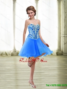 Elegant Short Embroidery Royal Blue Prom Dresses for 2015
