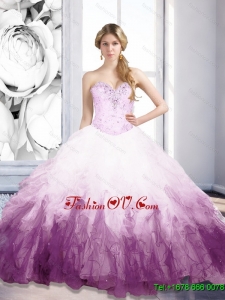 2015 Modest Sweetheart Multi Color Quinceanera Dresses with Beading and Ruffles