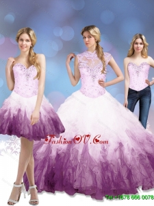 Classic 2015 Multi Color Quinceanera Dresses with Beading and Ruffles