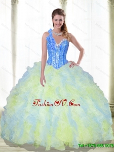 Gorgeous Beading and Ruffles Sweetheart Multi Color Quinceanera Dresses for 2015