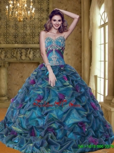 Luxurious Colorful 2015 Quinceanera Dresses with Appliques and Pick Ups