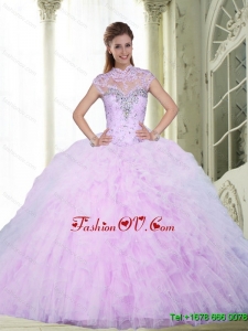 2015 Inexpensive Ball Gown Sweet Sixteen Dresses with Beading and Ruffles